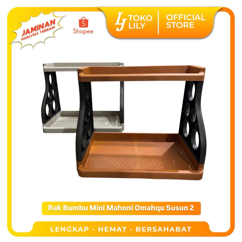 Rak Bumbu Plastik Susun 2 Mahoni Omahqu