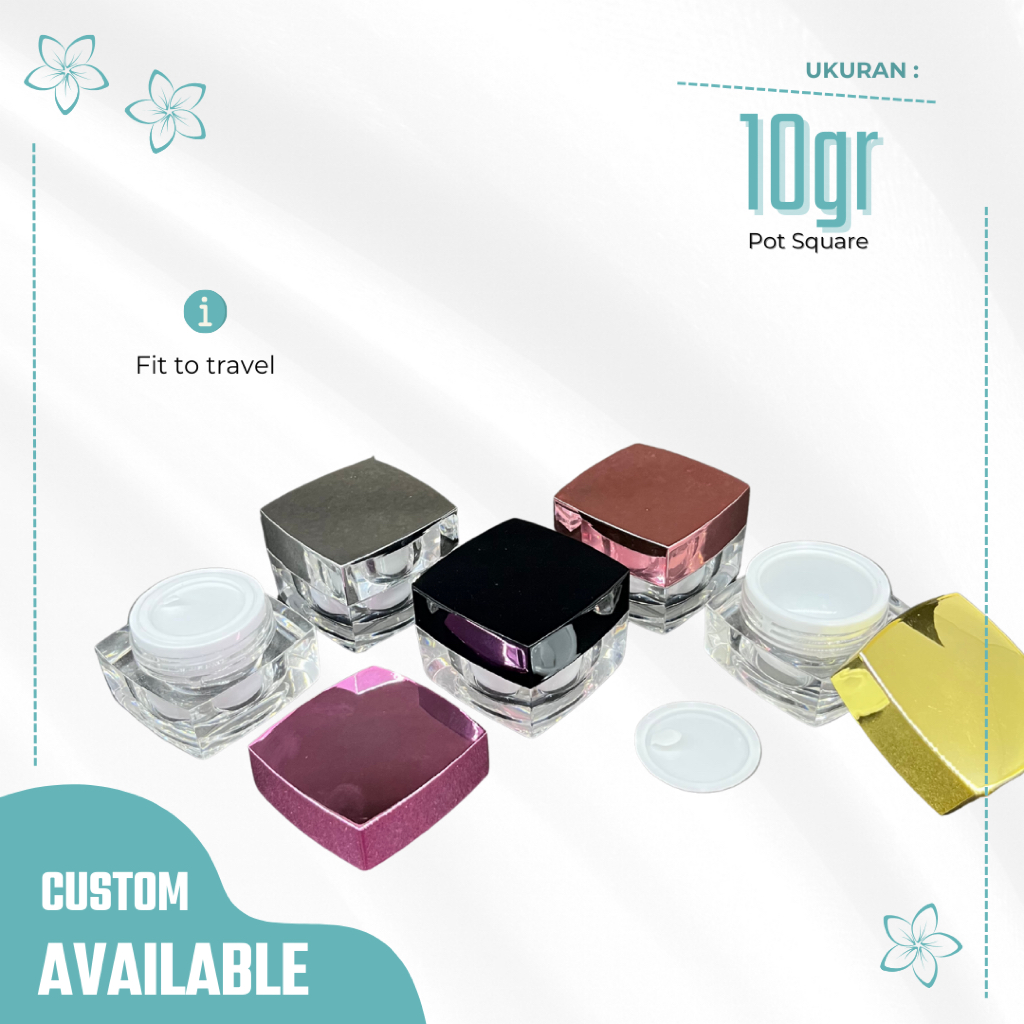 POT KOTAK CREAM AKRILIK 10GR | PINK | SILVER | BLACK | ROSE GOLD | GOLD