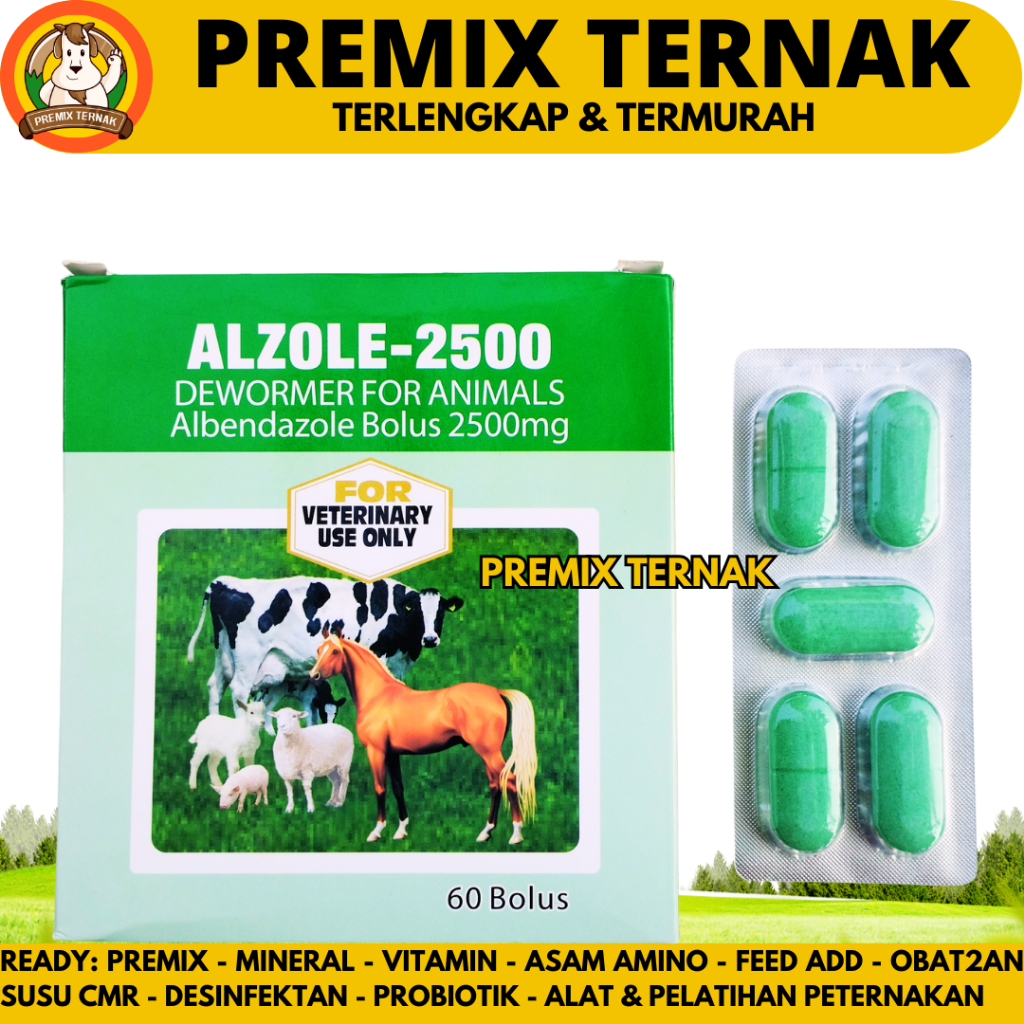 ALZOLE 2500 1 STRIP (5 BOLUS) - Obat Cacing Sapi Kerbau Bolus - Obat Cacing Sapi Paling Ampuh