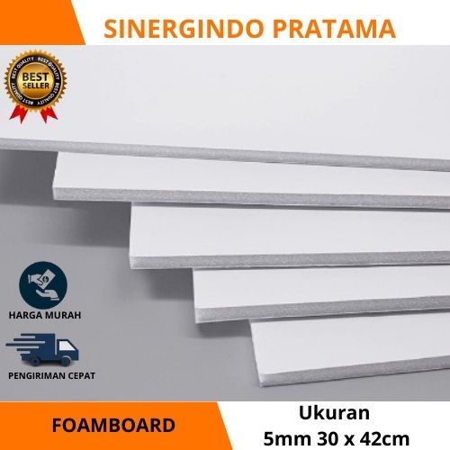 

Paper Foamboard / Foam board / Papan busa lapisan kertas / Potongan ukuran 5mm 30 x 42cm