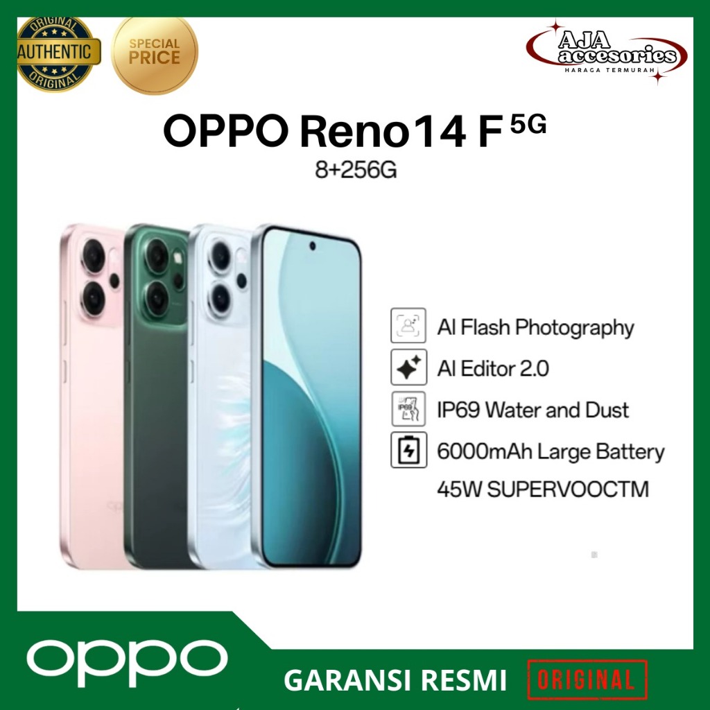 OPPO RENO 14F 5G RAM 8/256GB | 12/256GB ORIGINAL GARANSI RESMI OPPO INDONESIA