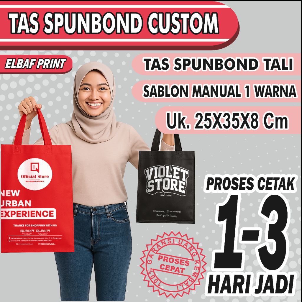

Tas Spunbond Tali (HLS) 25x35x8cm Sablon Custom FREE DESIGN