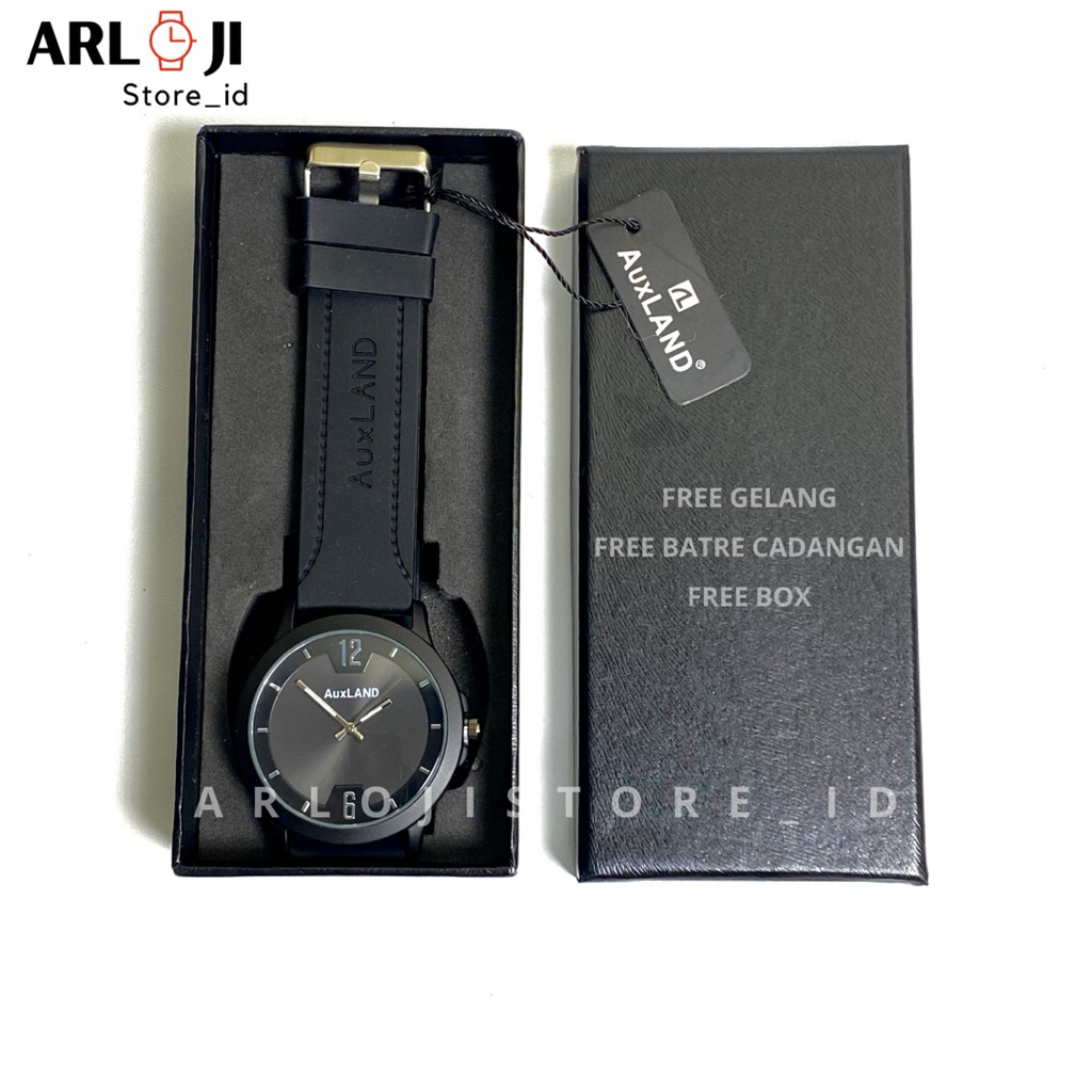 BEST SELLER AUXLAND Jam Tangan Pria 100% Original Tali Karet Quartz Cowok Kasual Analog Dial Bulat S