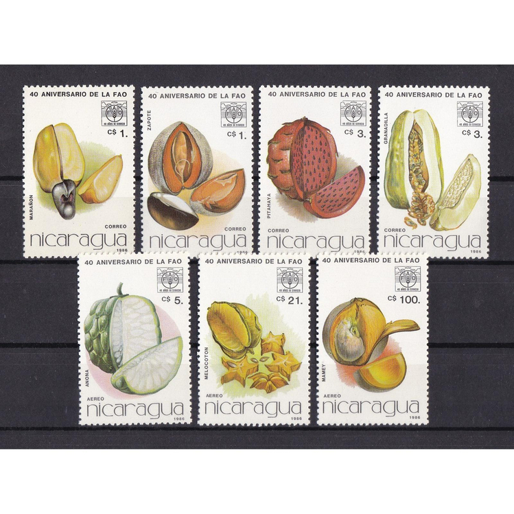 

S0129 Prangko Nicaragua 1986 Fruits 7v Mnh