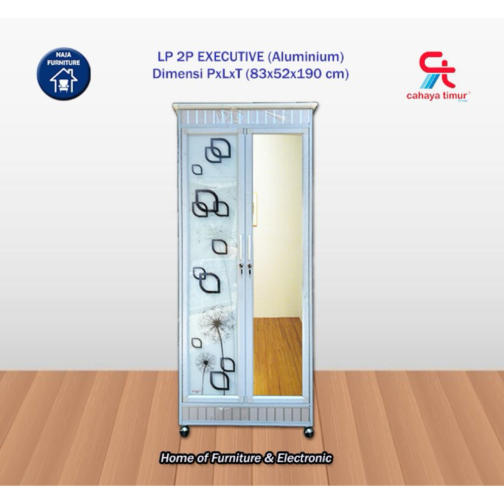 Lemari Pakaian 2 Pintu Aluminium Executive | Lemari Pakaian 2 Pintu Motif | Lemari Minimalis Alumini