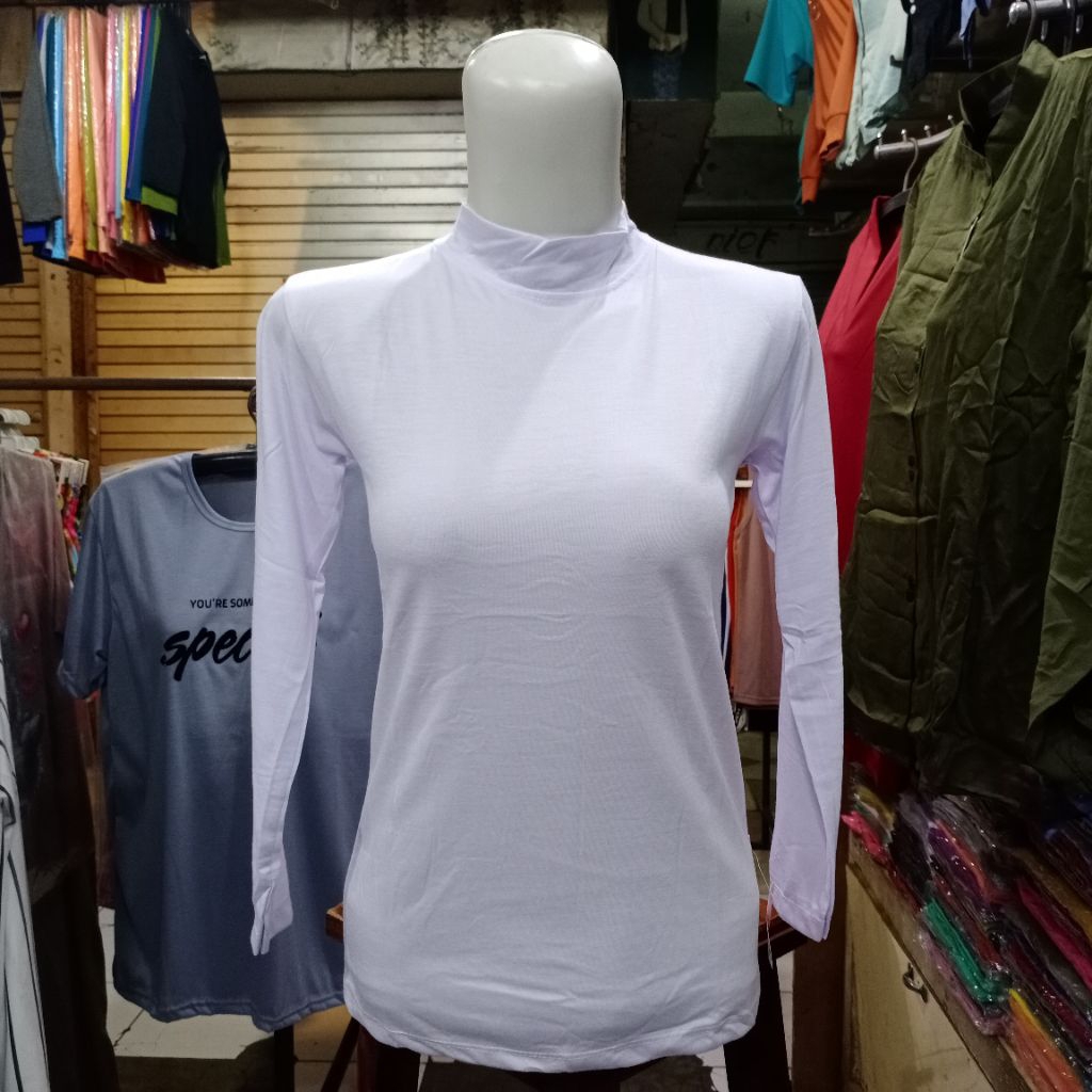atasan kaos polos manset deker lengan panjang hitam putih