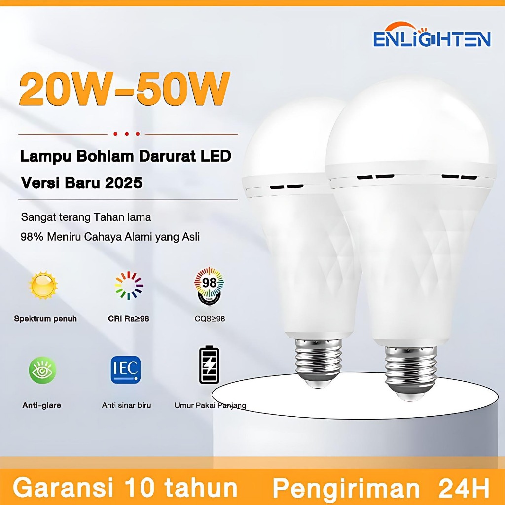 Lampu Emergency Magic Lampu 10/15/20W/Lampu magic abulb/lampu pasar malam 0W 25W 30W 40W  50W 6500K 