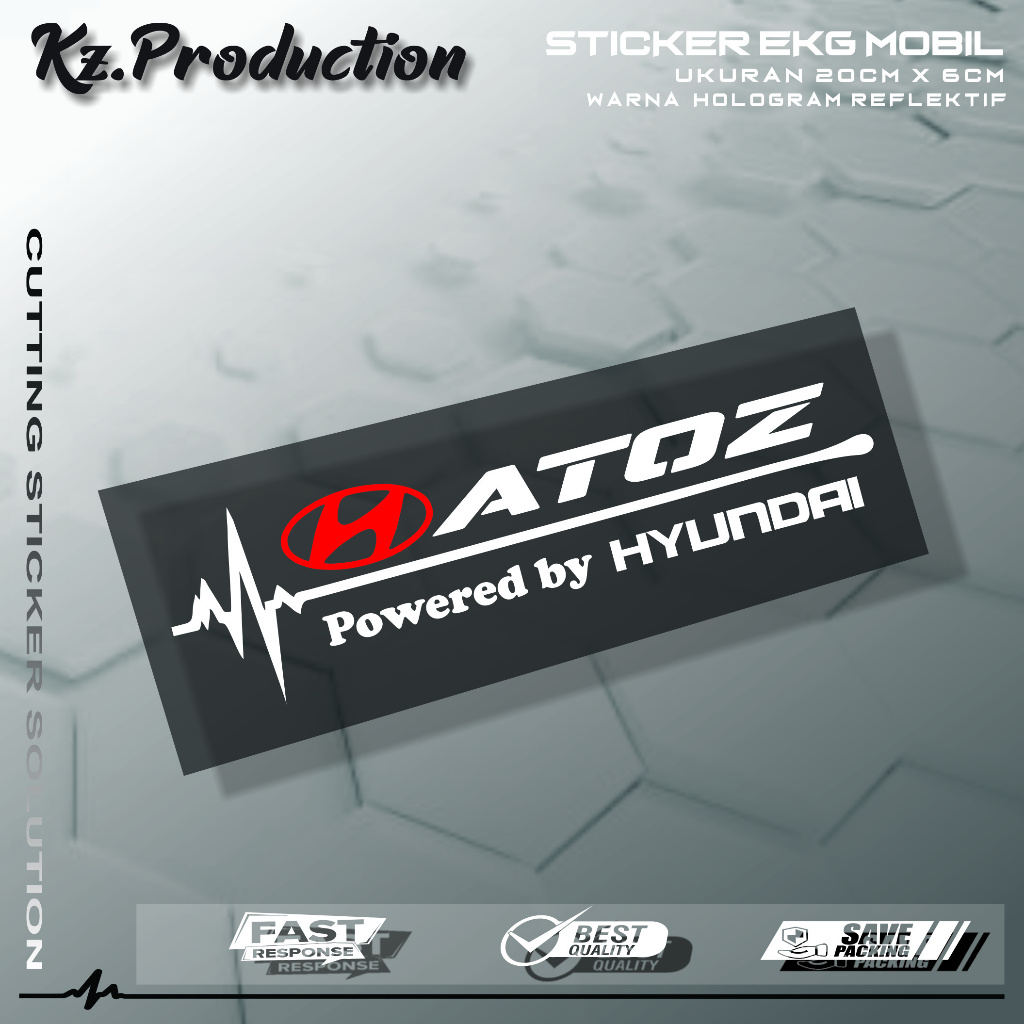 Sticker Cutting Kaca Mobil Hyundai Atoz Motif Detak Jantung EKG Mobil Hyundai