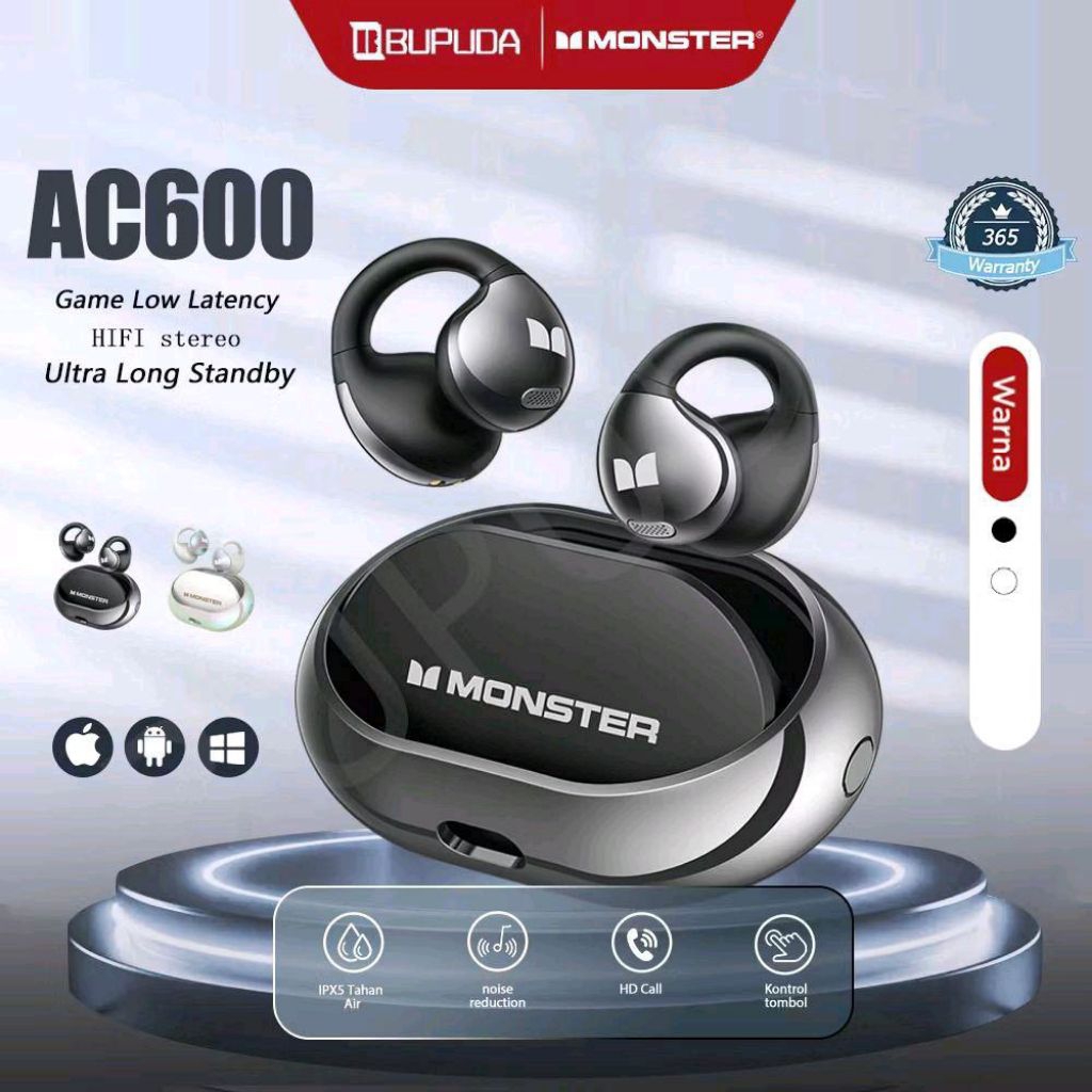 Monster AC600 TWS Bluetooth Earbuds Gaming Low Latency HiFi Stereo – Bekas