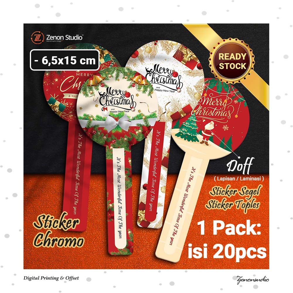 

[20pcs] Sticker Segel Lidah Natal Christmas | Stiker Toples Kue Cookies Hampers Xmas Ver4