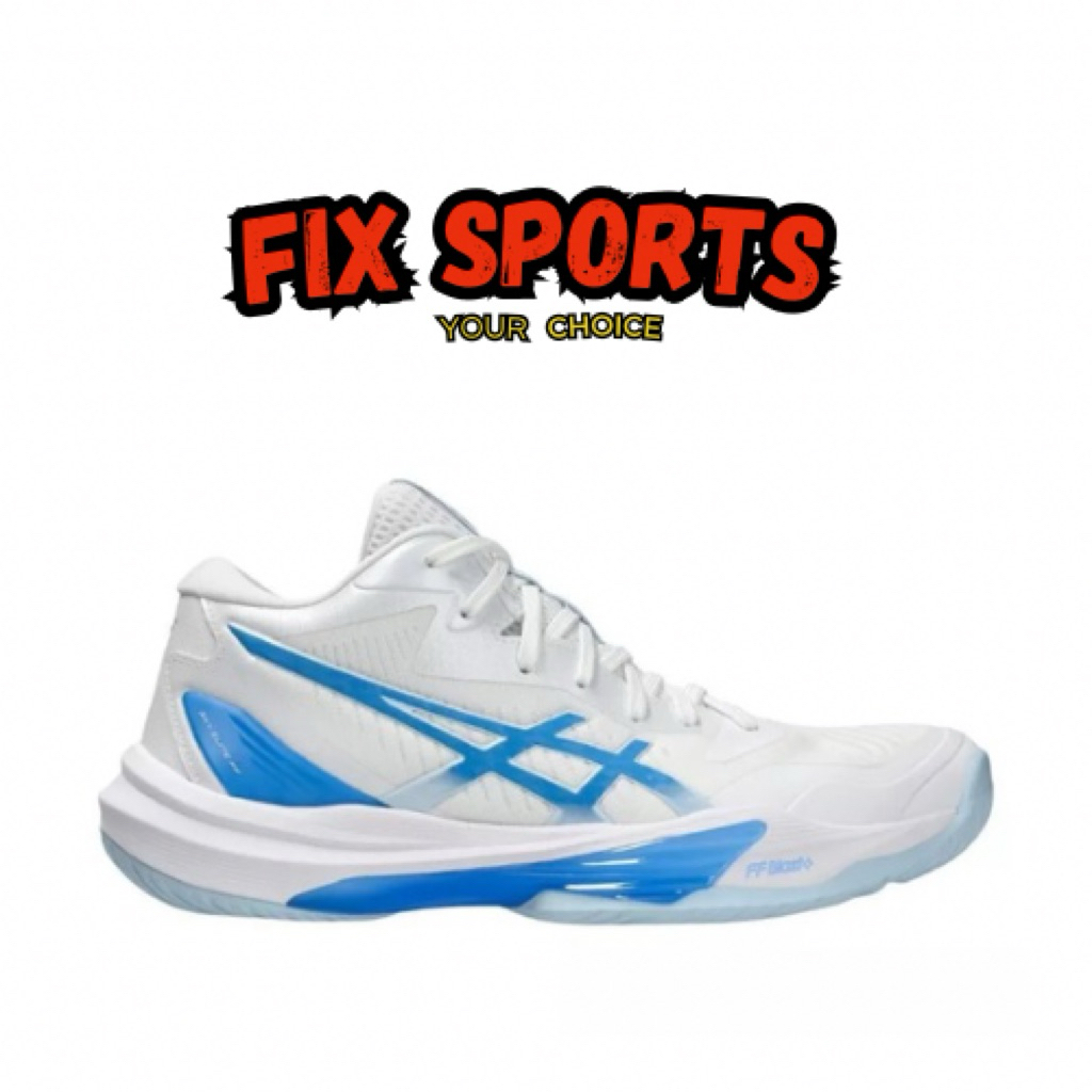 Sepatu Voli Wanita Asics Sky Elite FF MT 3 White Blue Cost 152A07613
