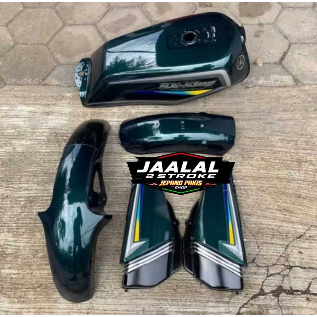 PROMO PAKET COVER BODY YAMAHA RX KING NEW RX K TAHUN 2001 WARNA HITAM SILVER HIJAU BOTOL FULL SET TA