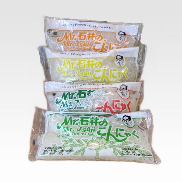 

[oddsolshop] pekanbaru/Mr Ishii Mie 200 gr / Shirataki Itto / Fettuccine Konnyaku / Tsubu / Small