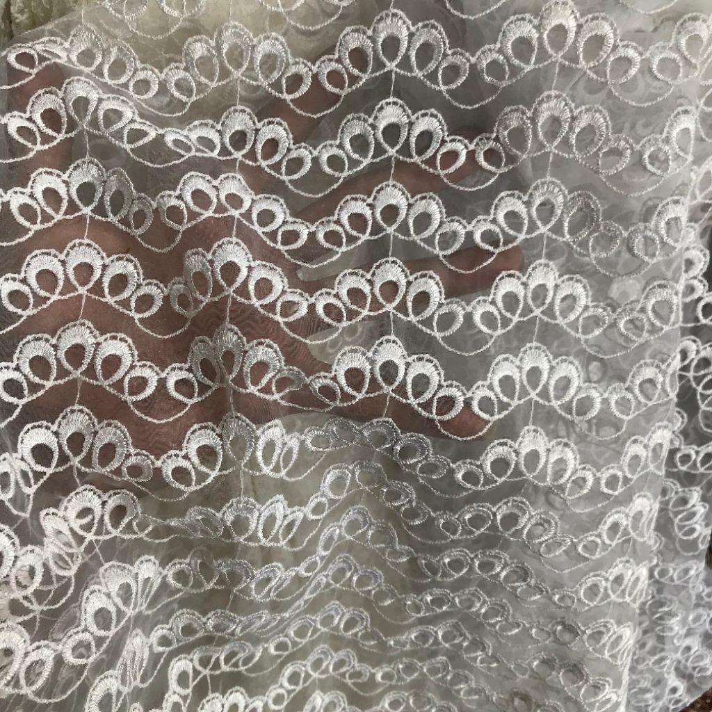 Kain Organza bordir - Kain organza bordir bunga - Kain Kebaya organza bordir