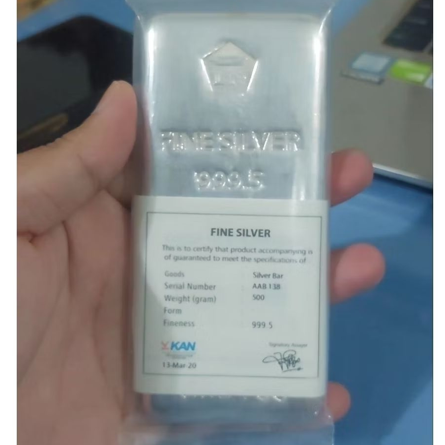 HARGA INI KHUSUS JAKARTA ANTAM PERAK 500 GRAM ASLI ORIGINAL BATANGAN MURNI BARU FINE SILVER BAR 0.5 