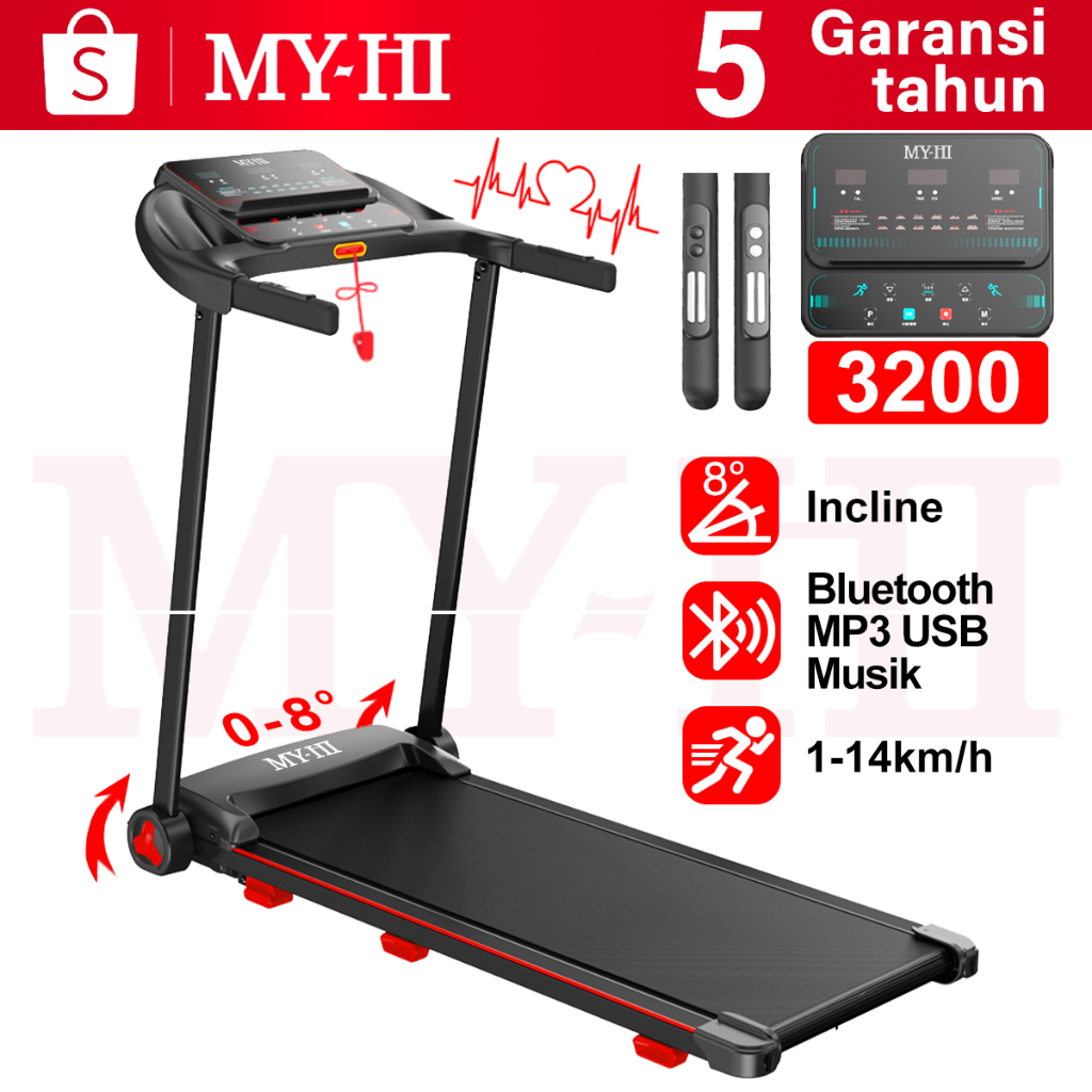 MY-HI Treadmill Portable  3200 Dasbor digital Treadmill electric low watt Treadmill elektrik incline