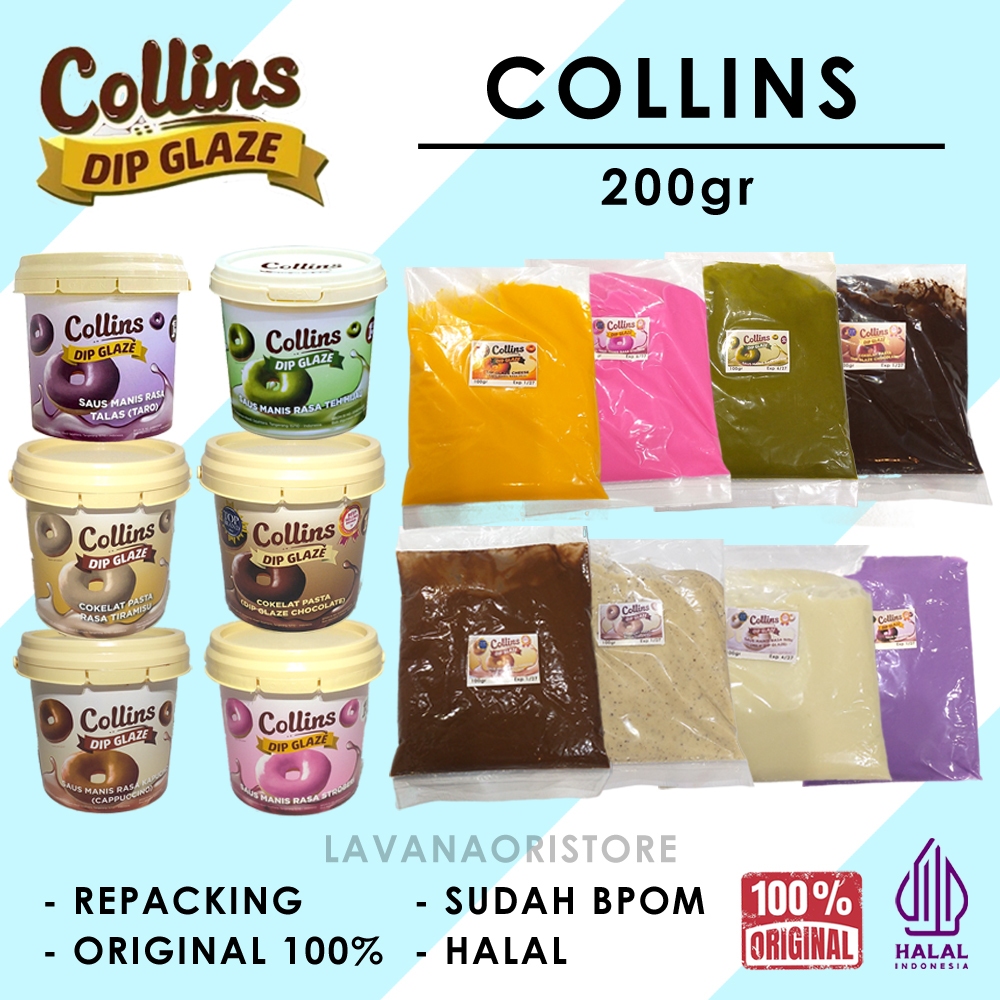 

[COD] COLLINS Dip Glaze 200gr Selai Original | Selai untuk Roti, Donat dan Makanan