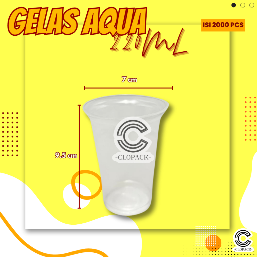 [ 1 DUS ] GELAS PLASTIK AQUA 220 ML | GELAS KOPI PLASTIK