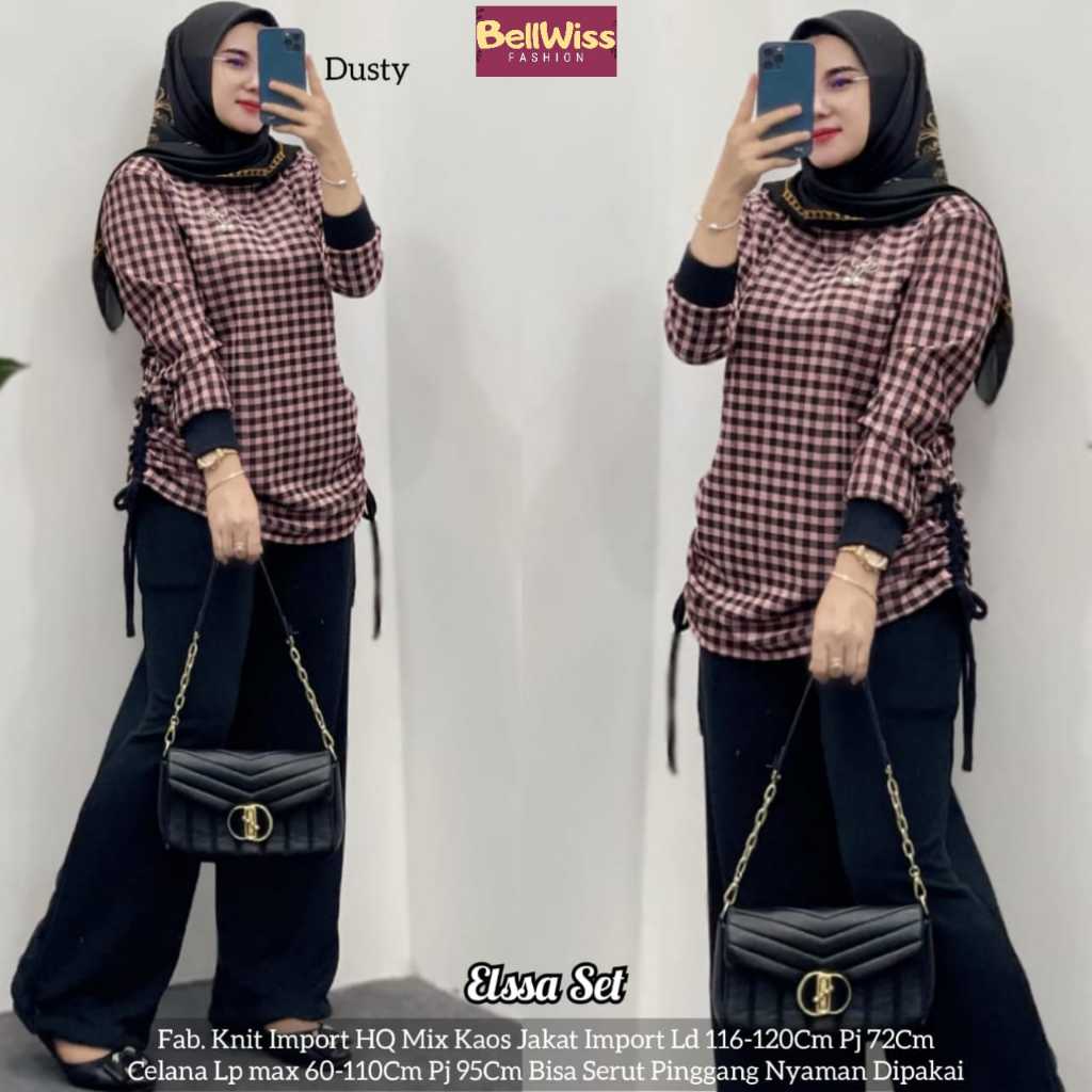 One Set Elssa Kombinasi Knit Premium Import