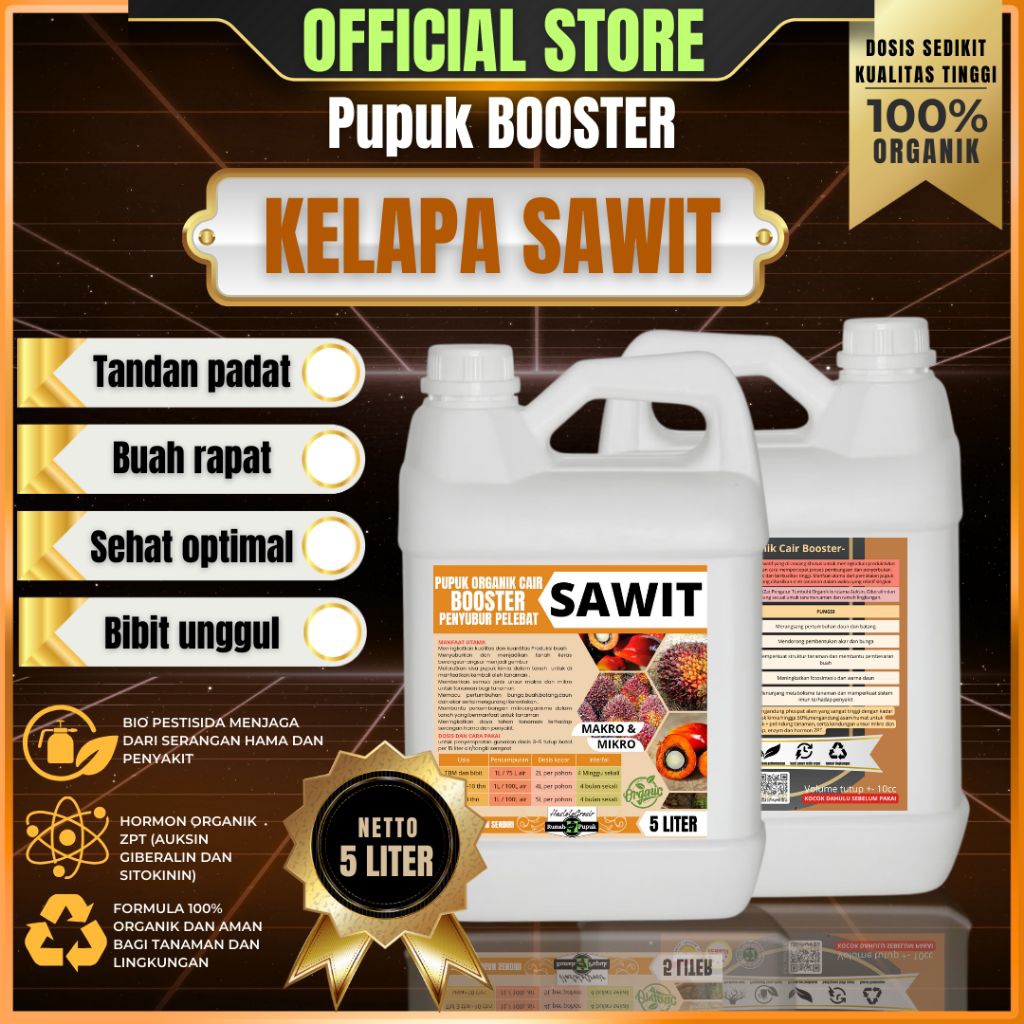 5 Liter Pupuk Booster Kelapa Sawit Pelebat Dan Penyubur , Pupuk Sawit Plus ZPT Mempercepat Berbuah
