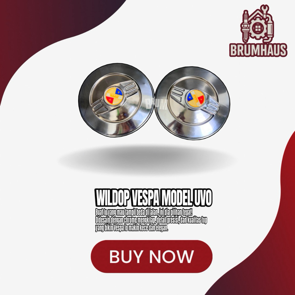 Wildop Vespa Ring 8 & 10 Model Uvo – Full Set Chrome Depan Belakang Kanan Kiri