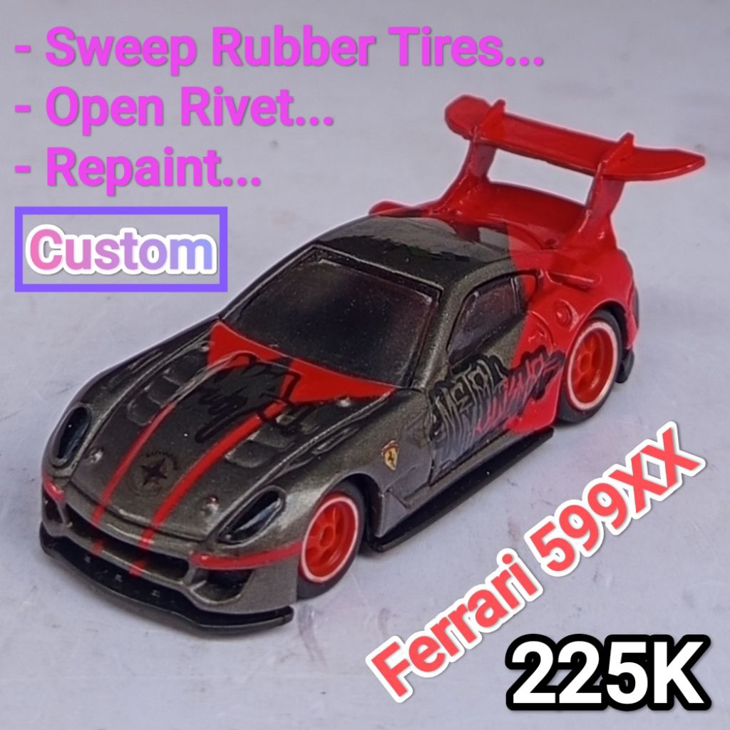 hot Wheels Ferrari 599XX Custom Hitam Merah