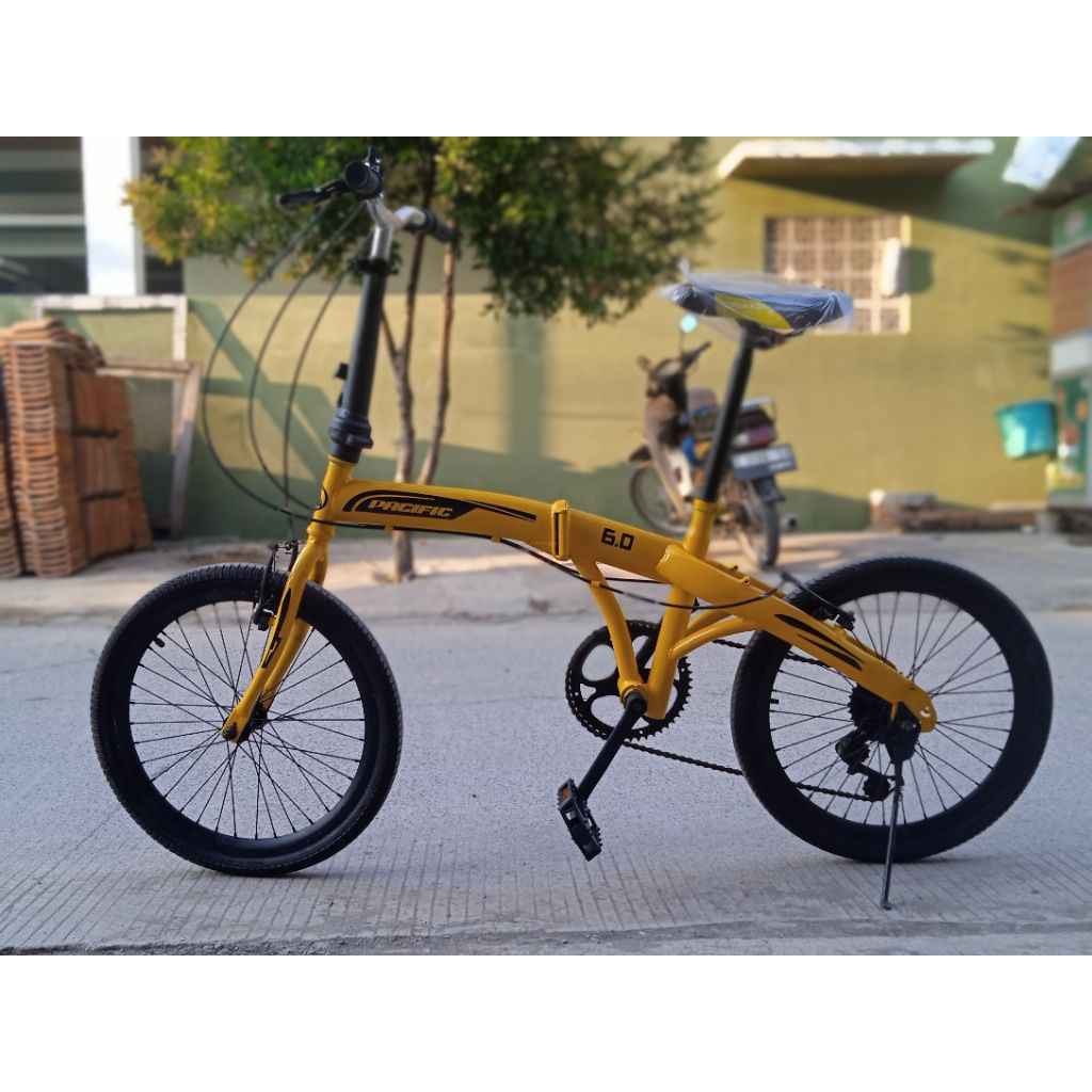 Sepeda Lipat Pacific Repaint 20 inch Yellow Black Pacific Kuning Hitam