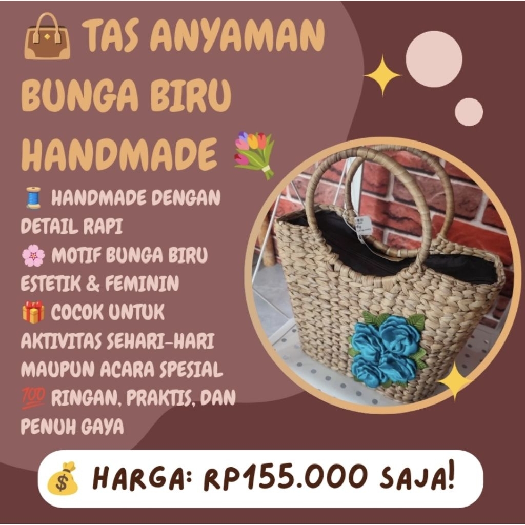 Tas Anyaman Bunga Biru - Khas Dayak Kalimantan Timur