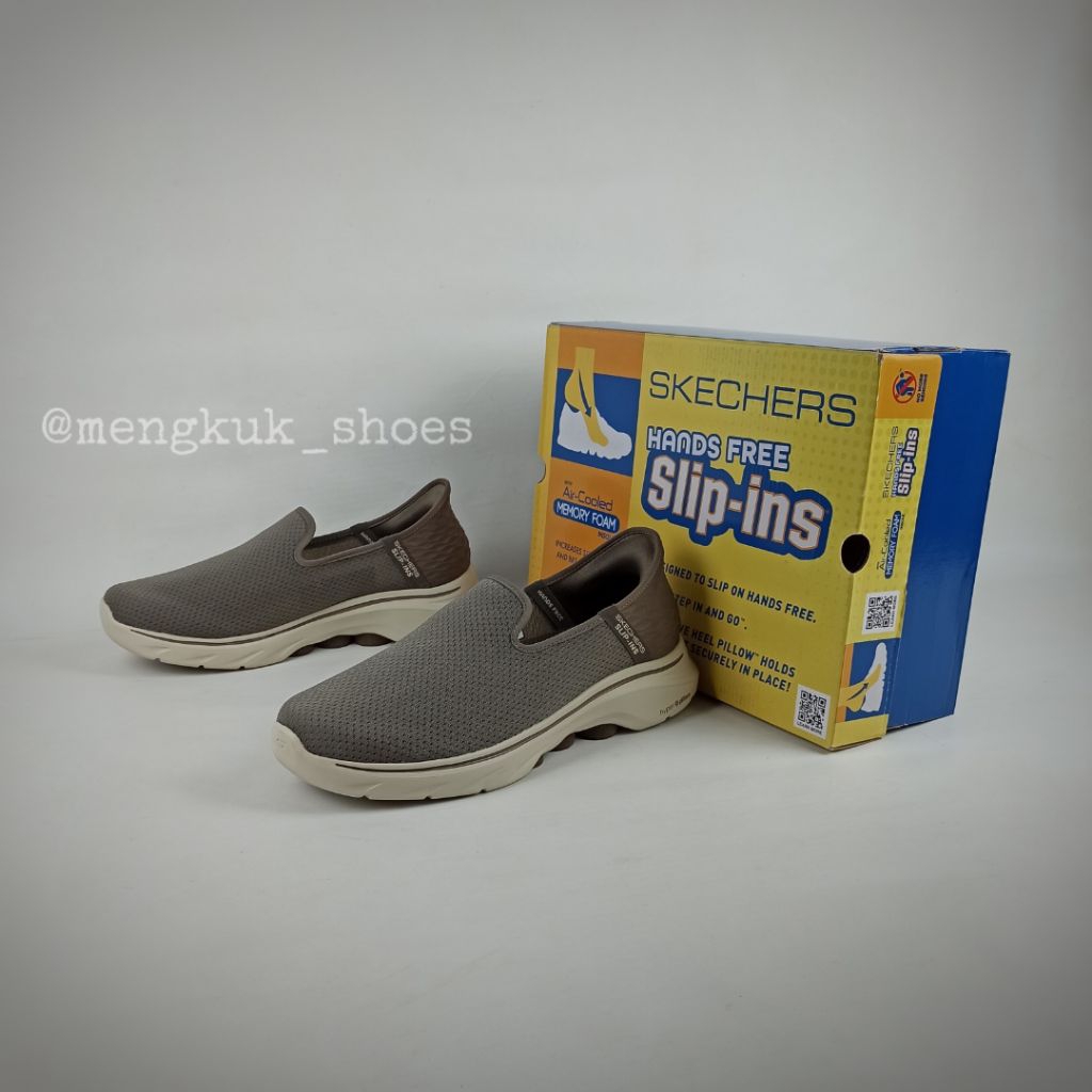 Sneakers Slip On Skechers Go Walk 7 Daley 2 TAUPE size 45 BNIB Original - SEPATU SLIP ON TANPA TALI 
