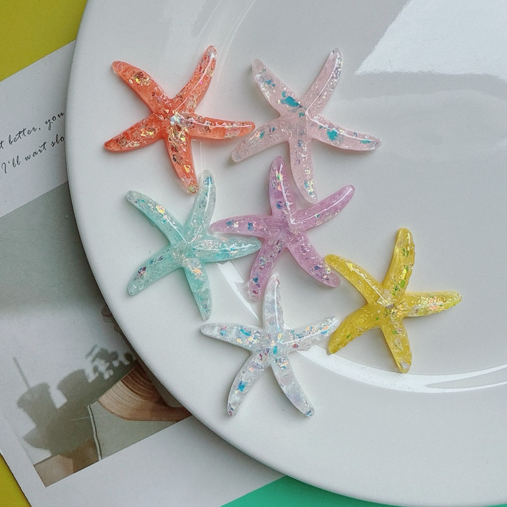 Clay Resin Bintang Laut Gliter/Miniatur Dekorasi Bintang Laut/Topper Cake Hiasan Bintang Laut/Hiasan