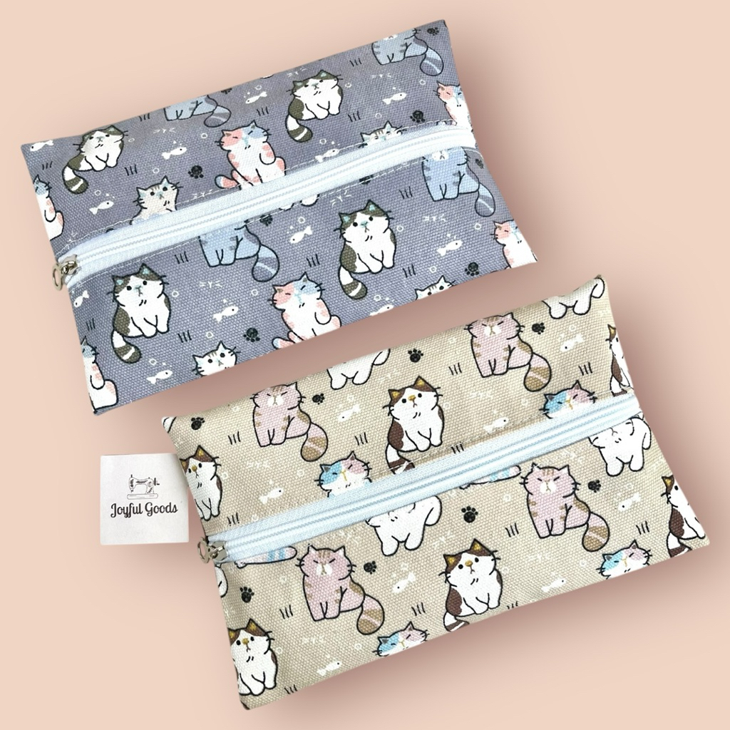 POUCH TISSUE TRAVEL MOTIF KUCING / COVER TISSUE / TEMPAT TISSUE KAIN