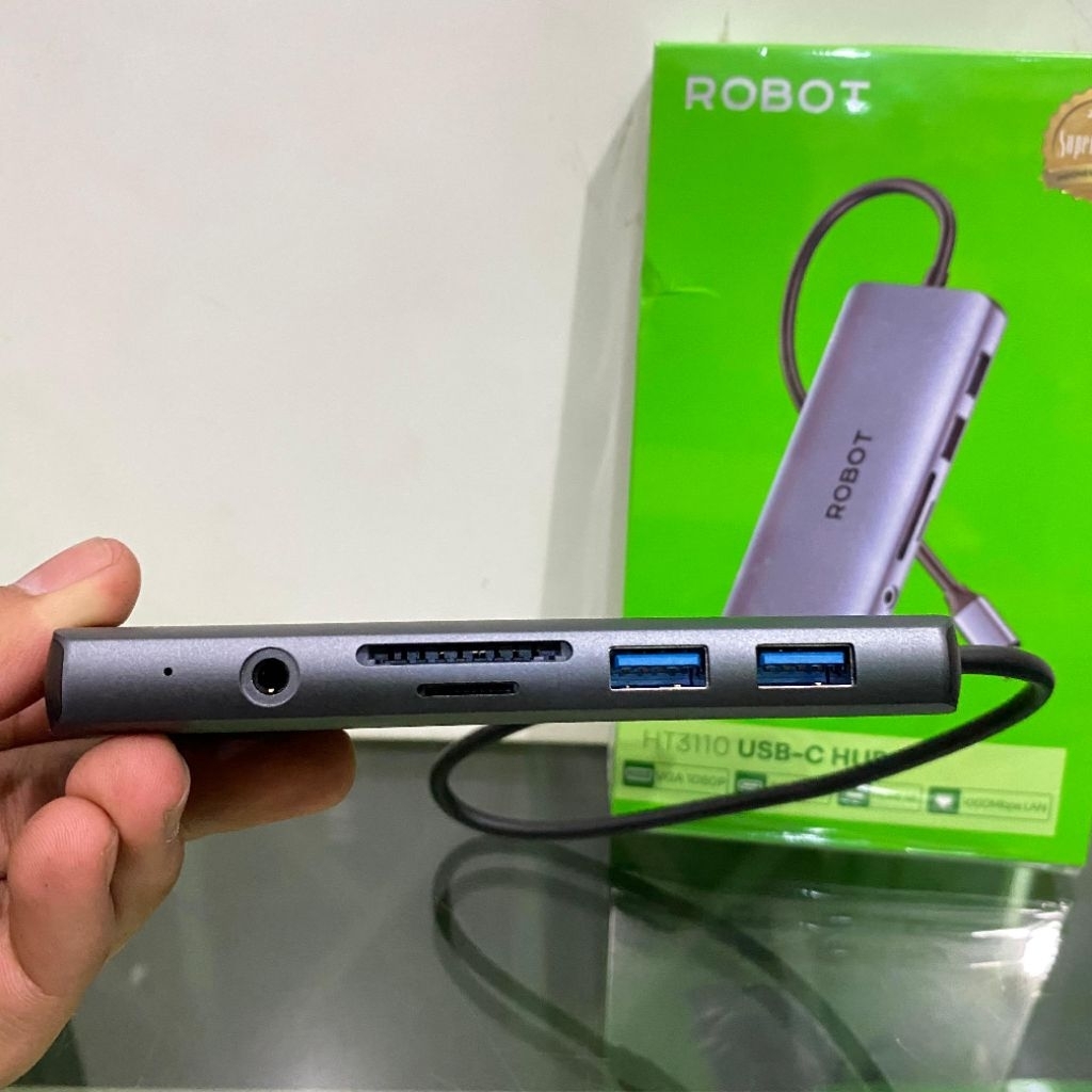 ROBOT HT3110 USB-C HUB VGA 1080P PD 100W HDMI 4K 1000Mbps LAN