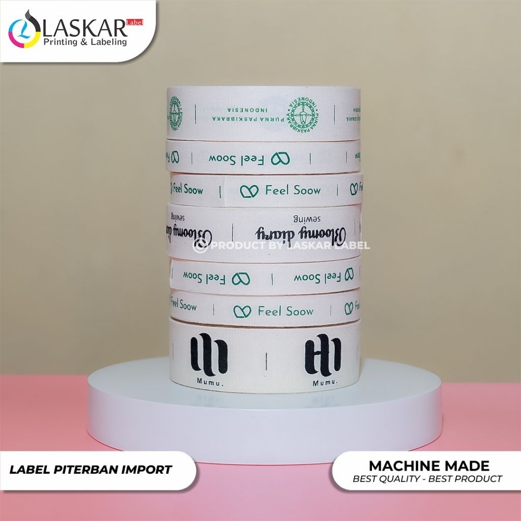 

(100pcs) label katun lokal label piterban sablon custom / label nama custom free desain