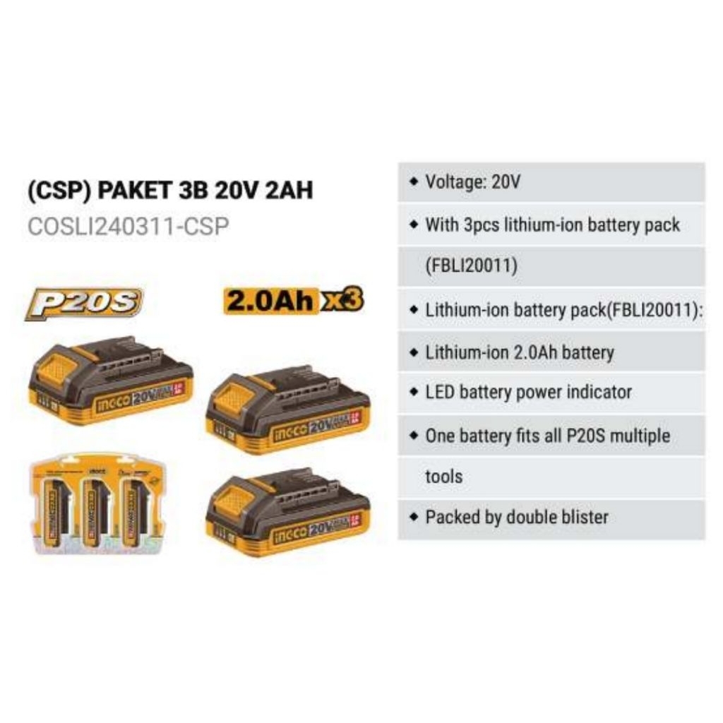 Baterai Ingco Lithium Ion 2AH