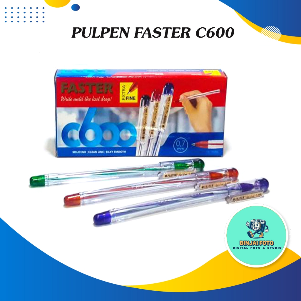

Pulpen Faster C600 – Bolpoin Premium 0.7mm Tinta Halus, Tajam & Rapi