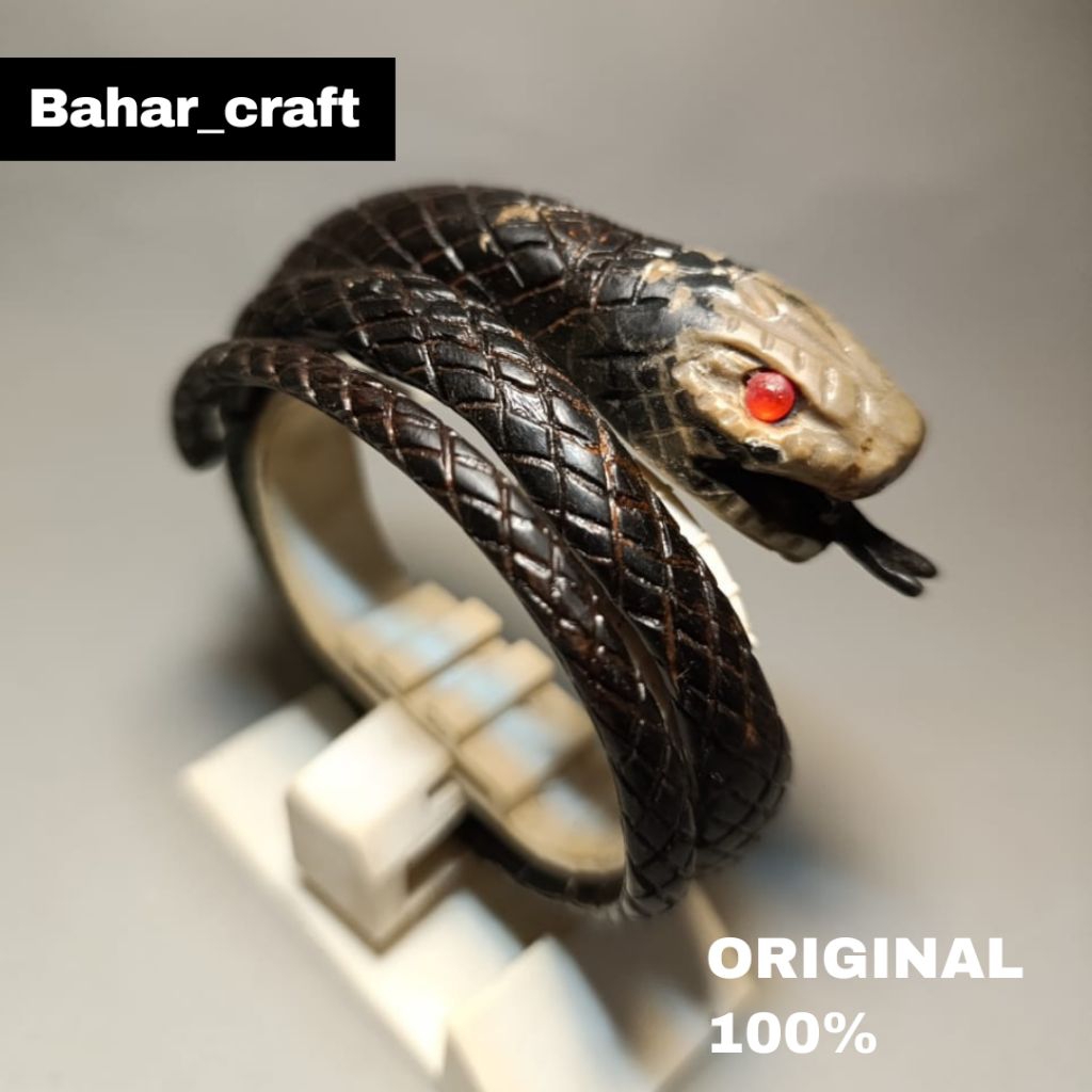 Gelang Akar bahar hitam bonggol ukir ular