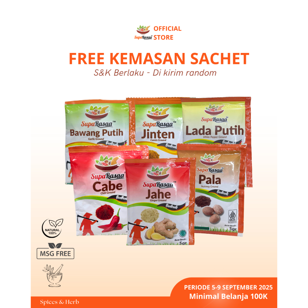 

Rempah Bubuk Kemasan Sachet Suparasaa All Variant - DI KIRIM RANDOM - PERIODE MAULID NABI
