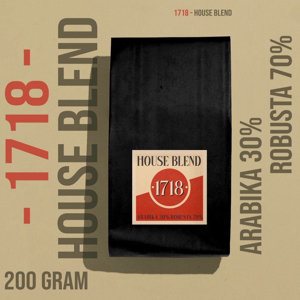 

Kopi 1718 Blend Arabika Robusta Signature – House Blend Premium 200gr | 30% Arabika 70% Robusta | Fresh Roast Strong Manis