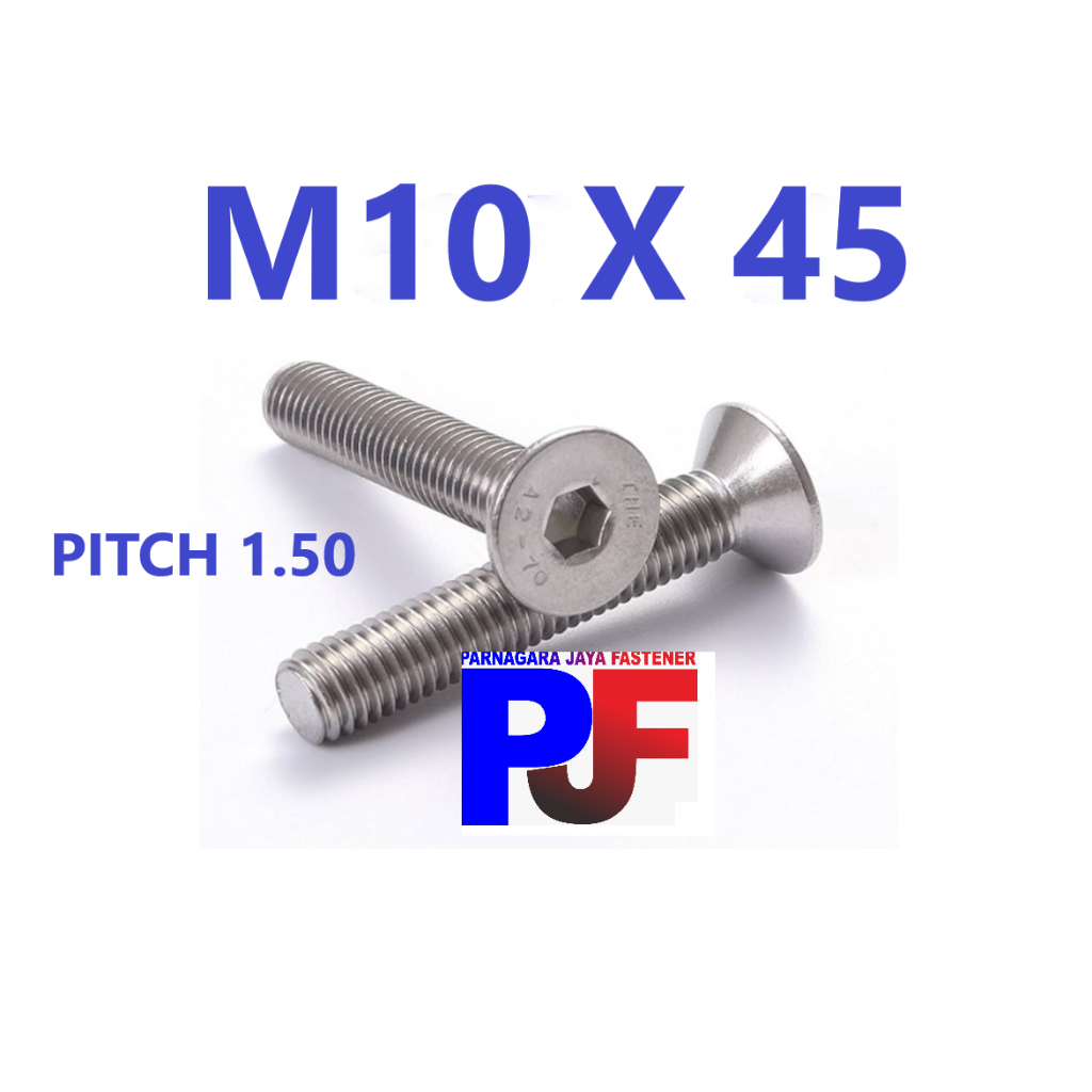 Baut JF L Stainless / Verseng M10 x 45 Stainless 304