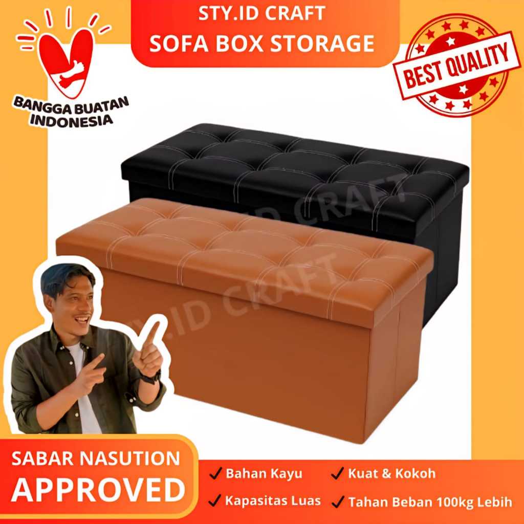 Sofa box storage multifungsi lipat bahan kayu – Bangku Duduk & Tempat Penyimpanan Baju, Mainan, Bara