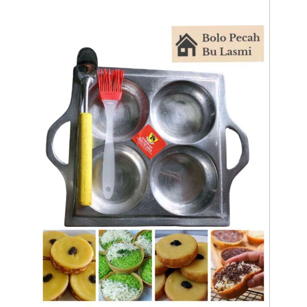 BL - Cetakan Kue LUMPUR 4 Mata Lubang KOTAK / Cetakan  Martabak Mini 4 Lubang / Cetakan Cimin Maklor