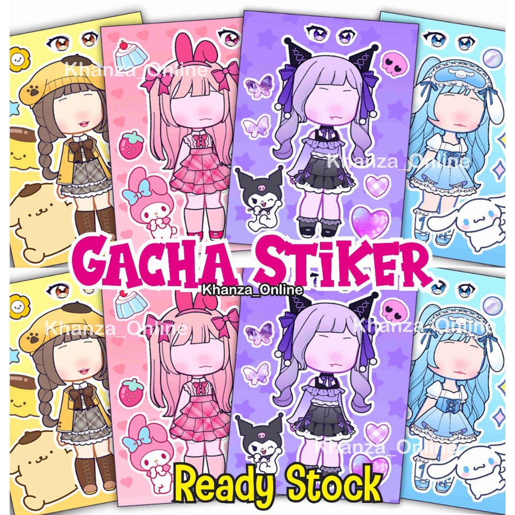 

Stiker GACHA GIRLS Sticker Kartun Make-A-Face DIY Mainan Stiker Anak Sandrio lucu Stickers gaca