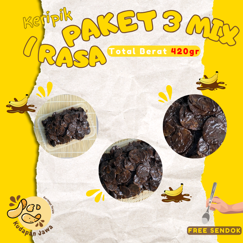 

KUDAPAN JAWA- Paket 3 Mix 1 Rasa 420 Gram Keripik Pisang Full Coklat Lumer Melted Choco Banana Chips