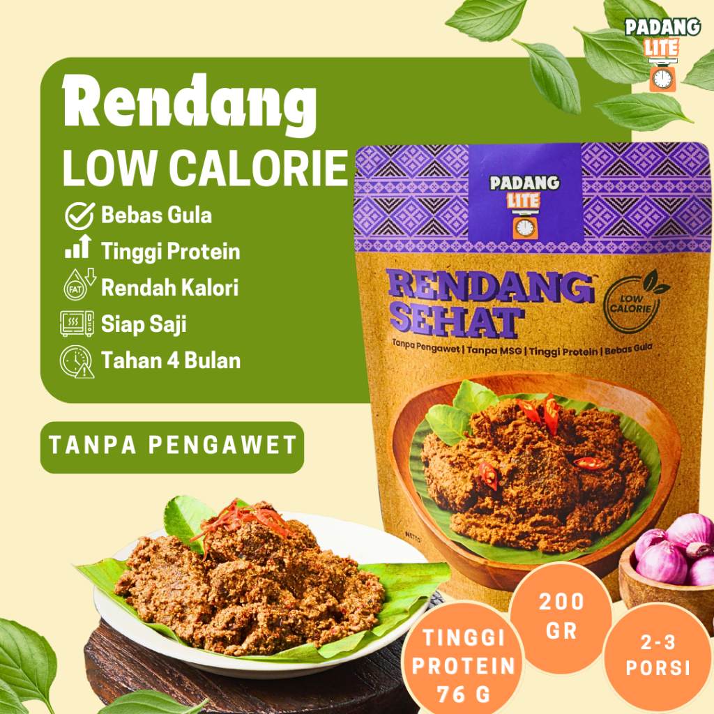 

Rendang Rendah Kalori 200g – Makanan Instant Siap Saji Tinggi Protein Padang Lite