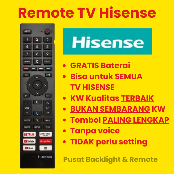 REMOTE REMOT TV HISENSE REMOTE SMART TV HISENSE TOMBOL NETFLIX YOUTUBE