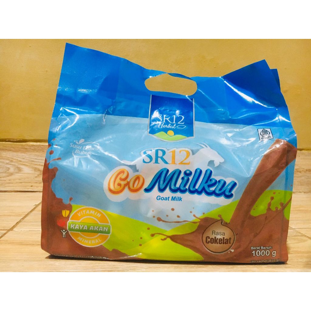 

SR12 Gomilku Coklat Susu Bubuk Kambing Etawa Bag isi 40 sachet 1000gr Pemanis dari Madu Rendah Gula