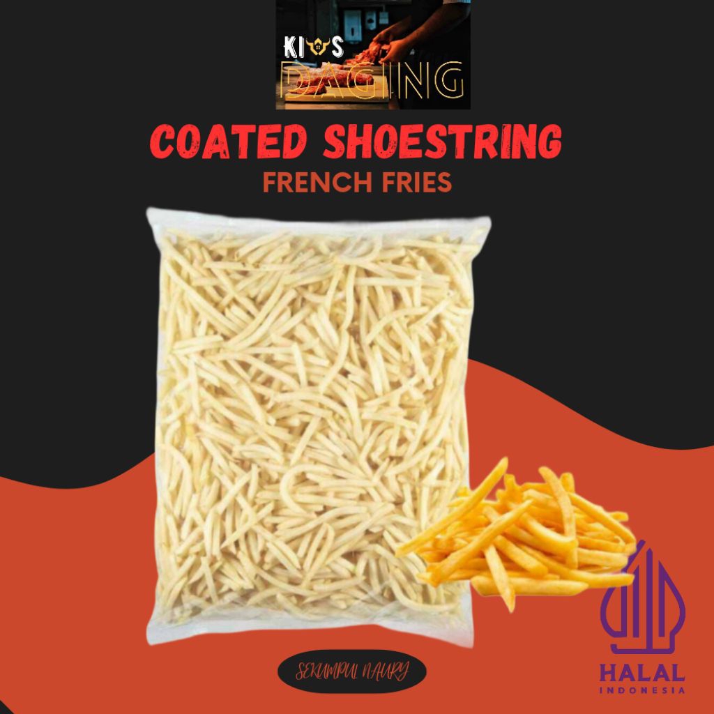 

french fries coated shoestring, kentang siap goreng dengan rasa asin gurih 1kg