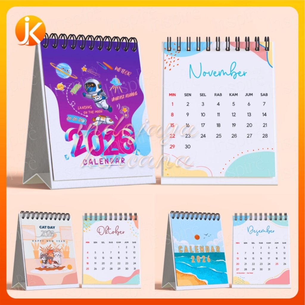 

INDOJAYA Kalender 2026 Aesthetic Calender Souvenir Premium Kalender Meja Duduk Mini Happy New Year