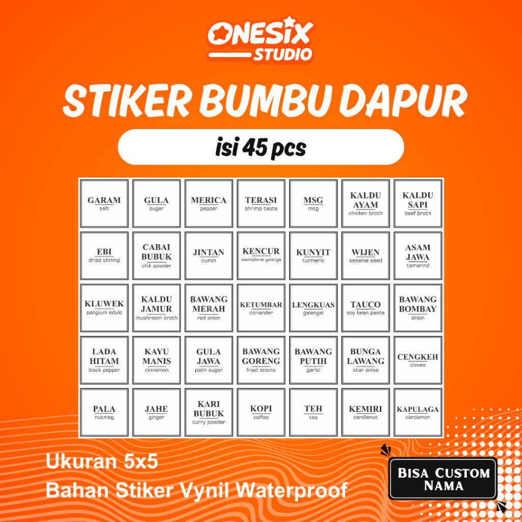 

Ready Stock Stiker Bumbu Dapur Warna Putih Kitchen Label Tahan Air Waterproof