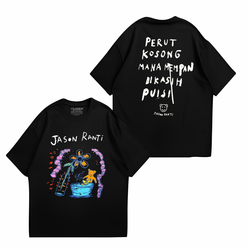 Flooks Tshirt  Jason Ranti perut kosong Album Kaos  music band  lengan pendek Hitam 24s Combed